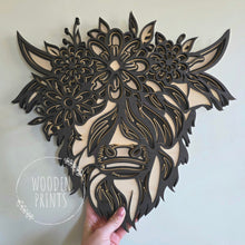 Layered Floral Highland Cow & Bull